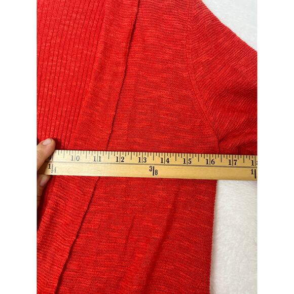 Eileen Fisher Organic Cotton/Linen Orange Slubknit Open Cardigan Lagenlook XS - Picture 5 of 7